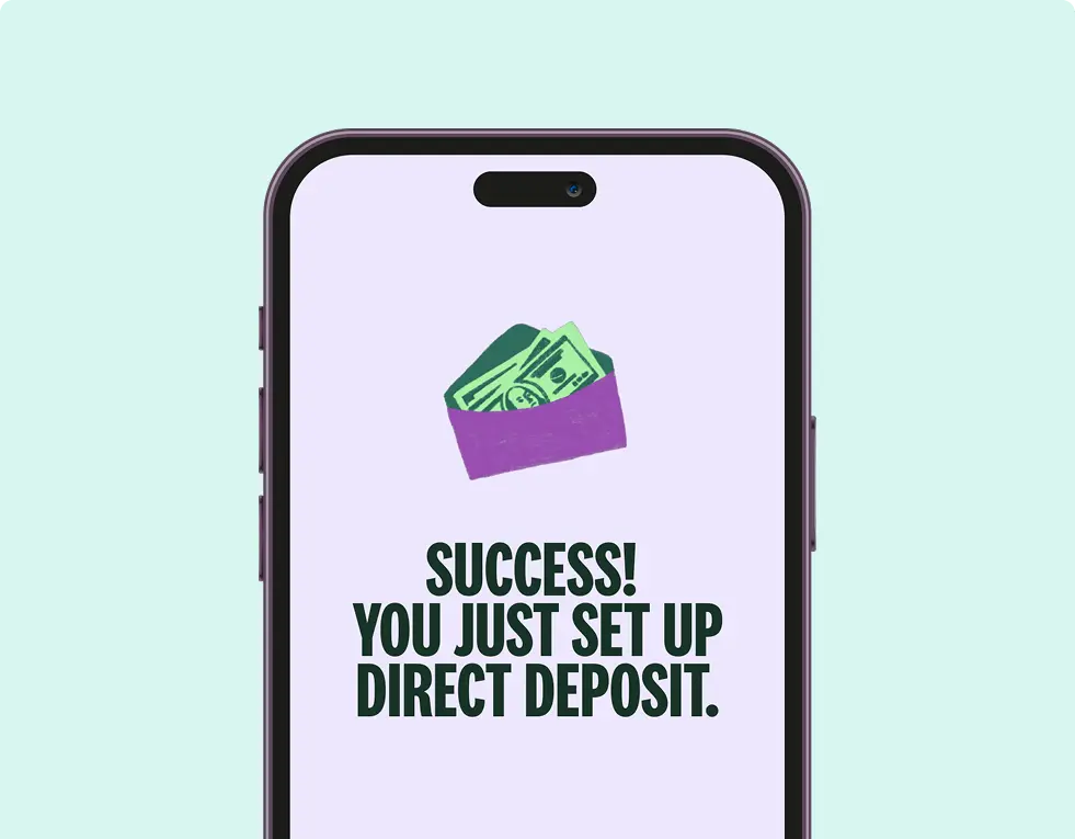 Direct Deposit Success Screen